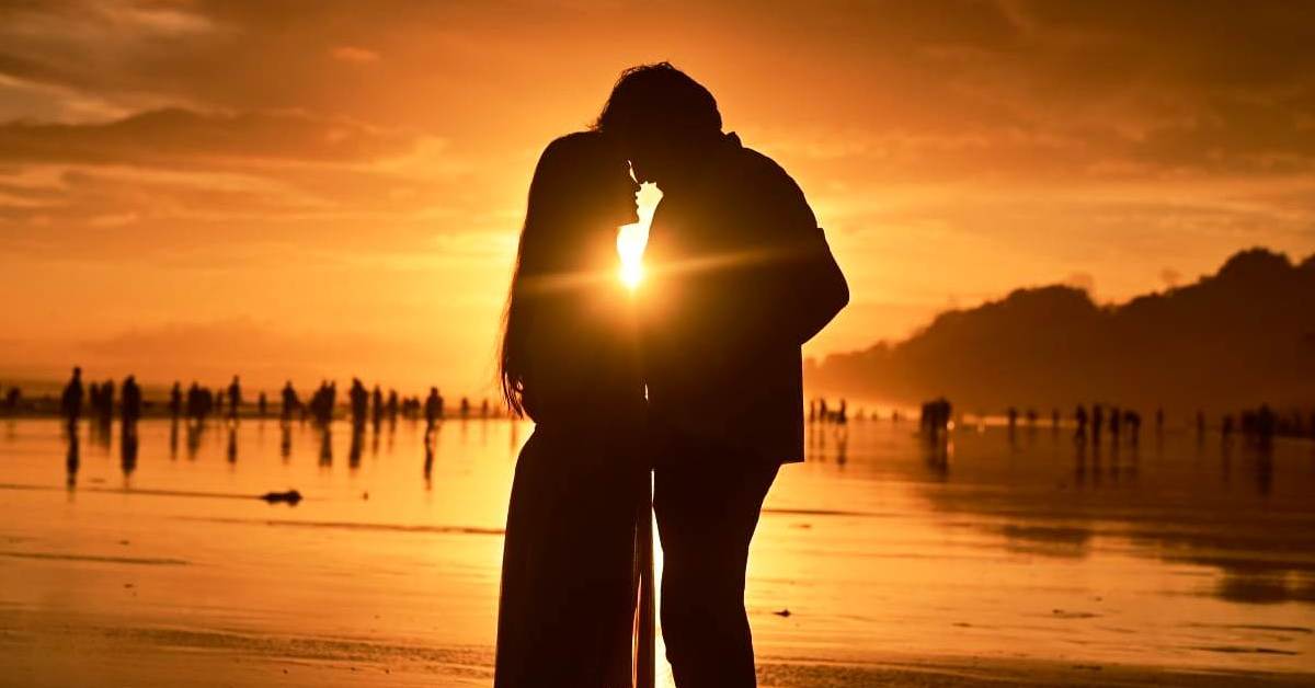 sunset at radhanagar beach